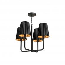 ALORA  CH528423MB - Plisse 23-in Matte Black 4 Lights Chandeliers