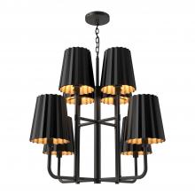 ALORA  CH528830MB - Plisse 30-in Matte Black 8 Lights Chandeliers