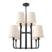ALORA  CH628830MBOP - Plisse 30-in Matte Black/Opal Matte Glass 8 Lights Chandeliers