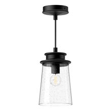 ALORA  EP533006BKCB - Quincy 6-in Clear Bubble Glass/Textured Black 1 Light Exterior Pendant