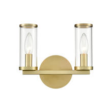 ALORA  WV309022NBCG - Revolve Clear Glass/Natural Brass 2 Lights Wall/Vanity