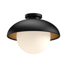 ALORA  FM522012MBOP - Rubio 11-in Matte Black/Opal Matte Glass 1 Light Flush Mount