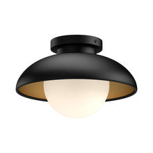 ALORA  FM522016MBOP - Rubio 16-in Matte Black/Opal Matte Glass 1 Light Flush Mount