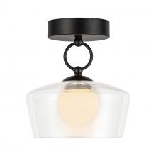 ALORA  SF443308MBCL-UNV - Leota 8-in Matte Black/Clear Glass LED Semi-Flush Mount