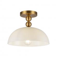 ALORA  SF459012BGGO - Paisley 12-in Brushed Gold/Glossy Opal Glass Socket Semi-Flush Mount