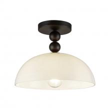 ALORA  SF459012MBGO - Paisley 12-in Matte Black/Glossy Opal Glass Socket Semi-Flush Mount