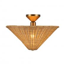 ALORA  SF497016BGRA - Bridgette 16-in Brushed Gold/Rattan Socket Semi-Flush Mount
