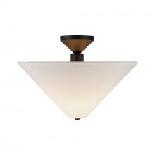 ALORA  SF497016MBWL - Bridgette 16-in Matte Black/White Linen Socket Semi-Flush Mount