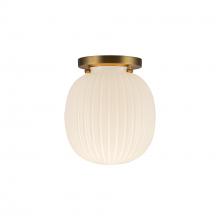 ALORA  SF579107BGGR - Cherise 7-in Brushed Gold/Glossy Ribbed Opal Glass Socket Semi-Flush Mount