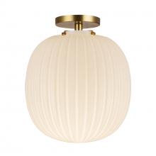 ALORA  SF579112BGGR - Cherise 12-in Brushed Gold/Glossy Ribbed Opal Glass Socket Semi-Flush Mount