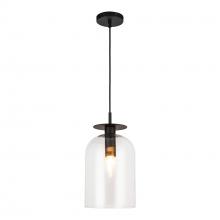 ALORA  PD515408MBCL - Sylvia 8-in Matte Black/Clear Glass 1 Light Pendant