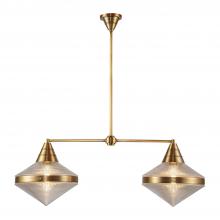 ALORA  LP348241VBPG - Willard 41-in Vintage Brass/Prismatic Glass 2 Lights Linear Pendant