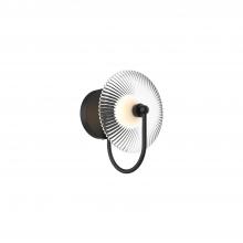 ALORA  WV417801MBCR-UNV - Hera 9-in Matte Black/Clear Ribbed Glass LED Wall/Vanity