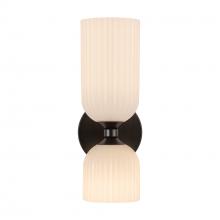 ALORA  WV442612MBGR - Nelly 12-in Matte Black/Glossy Ribbed Opal Glass Socket Wall/Vanity Light