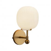 ALORA  WV579107BGGR - Cherise 7-in Brushed Gold/Glossy Ribbed Opal Glass Socket Wall/Vanity Light