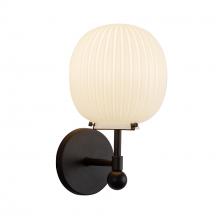 ALORA  WV579107MBGR - Cherise 7-in Matte Black/Glossy Ribbed Opal Glass Socket Wall/Vanity Light