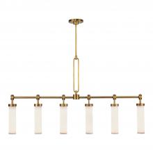 ALORA  LP355652VBGO - Wynwood 52-in Vintage Brass/Glossy Opal 6 Lights Linear Pendant
