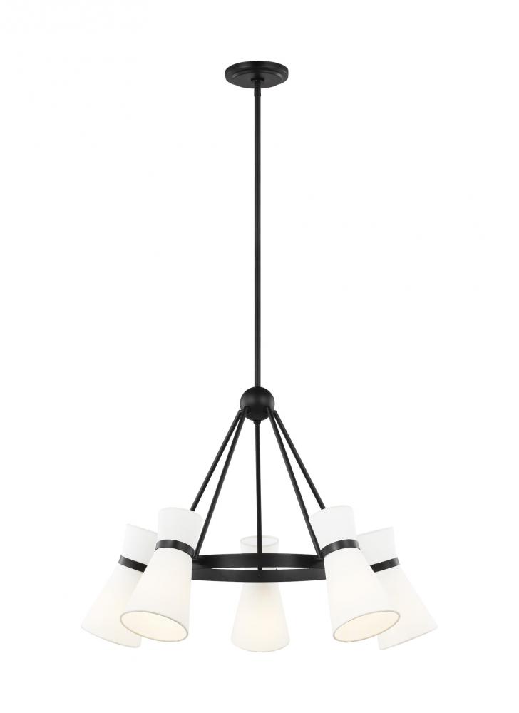 Clark modern 5-light indoor dimmable ceiling chandelier pendant light in midnight black finish with