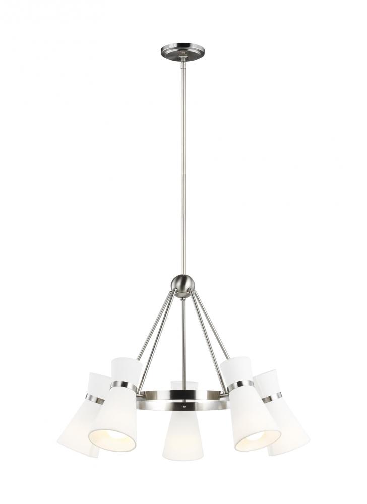 Clark modern 5-light indoor dimmable ceiling chandelier pendant light in brushed nickel silver finis