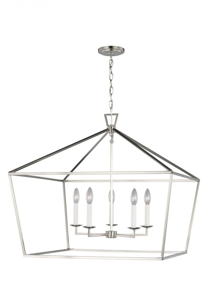 Dianna transitional 5-light indoor dimmable ceiling pendant hanging chandelier light in brushed nick