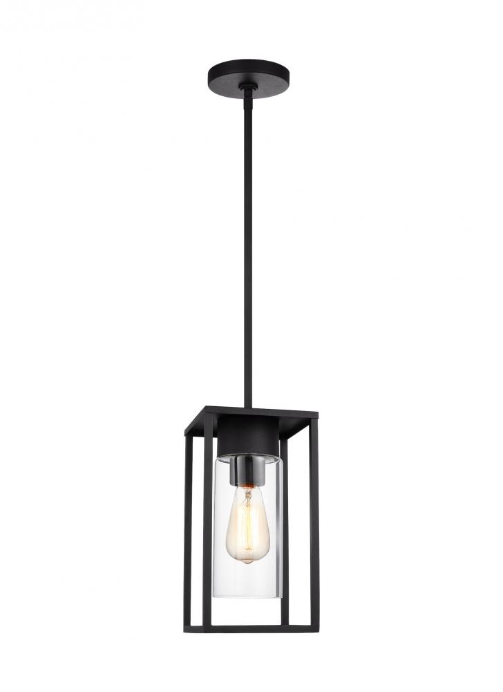 Vado transitional 1-light LED outdoor exterior ceiling hanging pendant lantern in black finish with