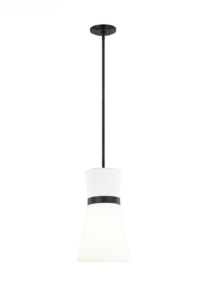 Clark modern 1-light LED indoor dimmable ceiling hanging single pendant light in midnight black fini