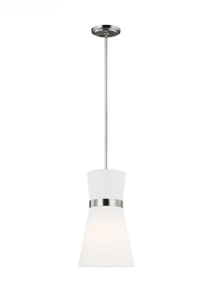 Clark modern 1-light LED indoor dimmable ceiling hanging single pendant light in brushed nickel silv