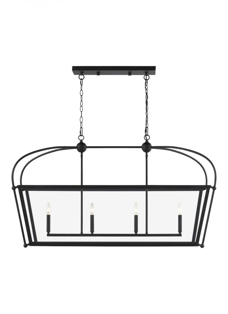 Charleston transitional 4-light indoor dimmable linear ceiling pendant hanging chandelier light in m