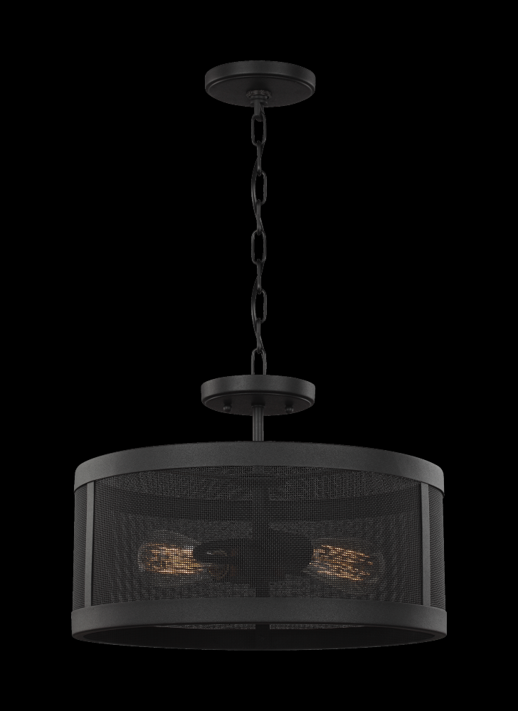 Gereon traditional 2-light indoor dimmable ceiling semi-flush mount in black finish