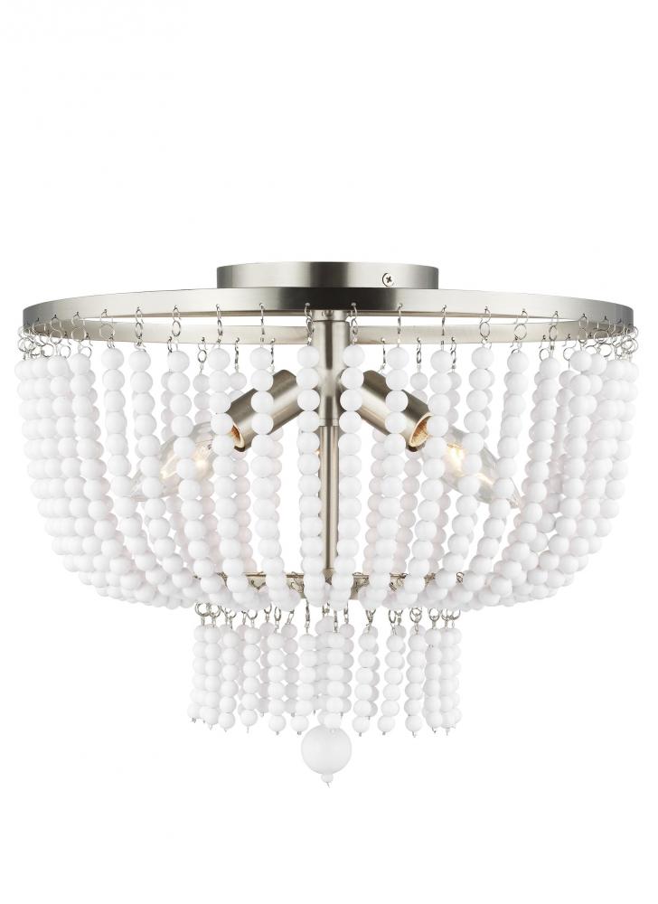 Jackie traditional 3-light indoor dimmable ceiling semi-flush mount in brushed nickel silver finish