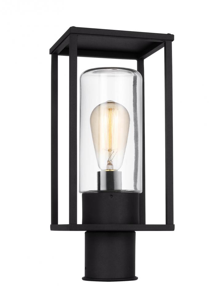 Vado modern 1-light outdoor post lantern in black finish with clear glass panels