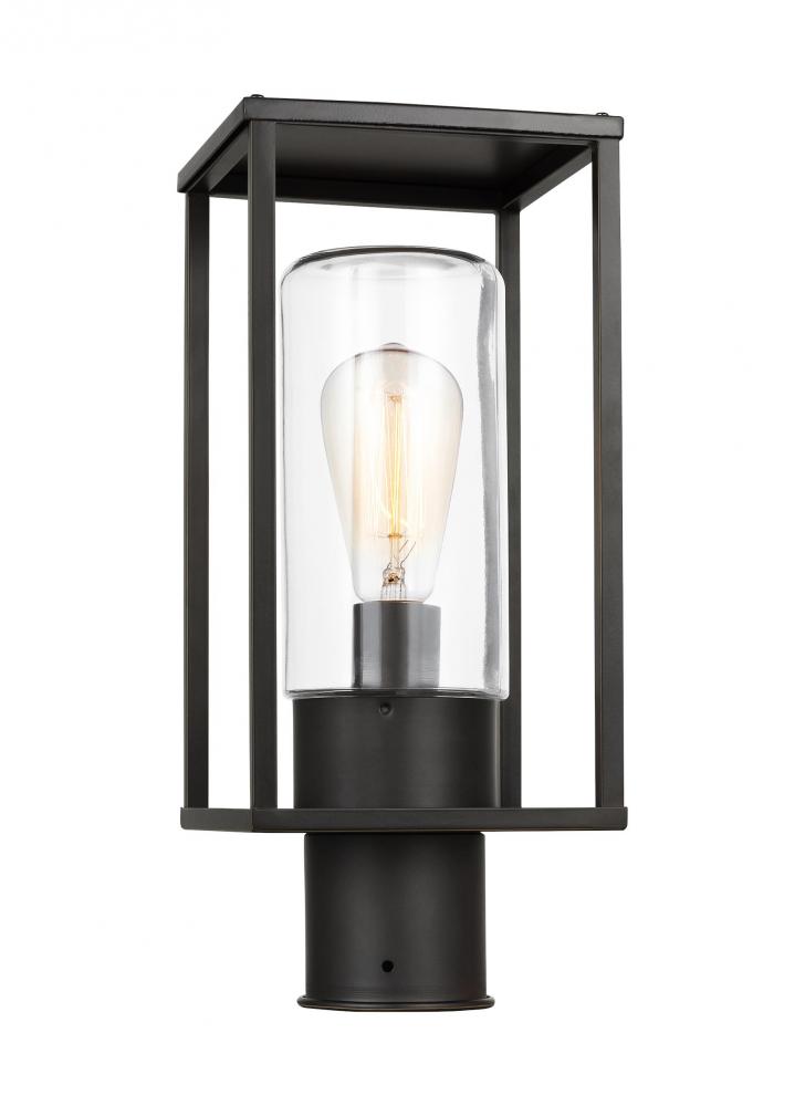 Vado modern 1-light outdoor post lantern in antique bronze finish with clear glass panels