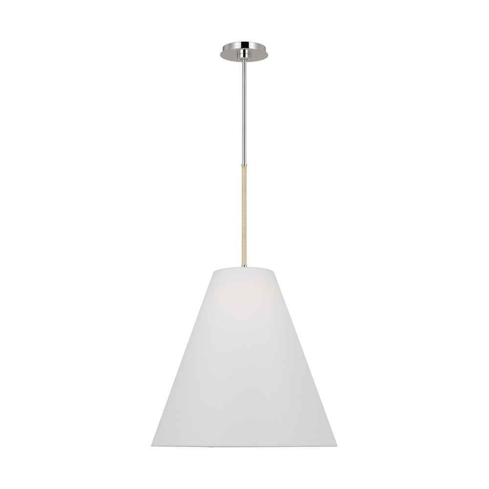 Remy transitional 1-light indoor dimmable large ceiling hanging pendant in polished nickel silver fi