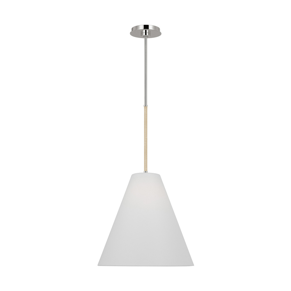 Remy transitional 1-light indoor dimmable medium ceiling hanging pendant in polished nickel silver f