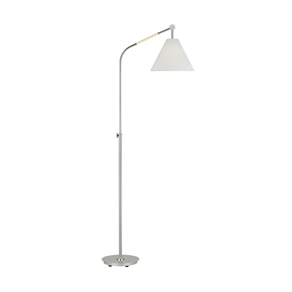 Remy transitional 1-light LED medium indoor task floor lamp in polished nickel silver finish with wh