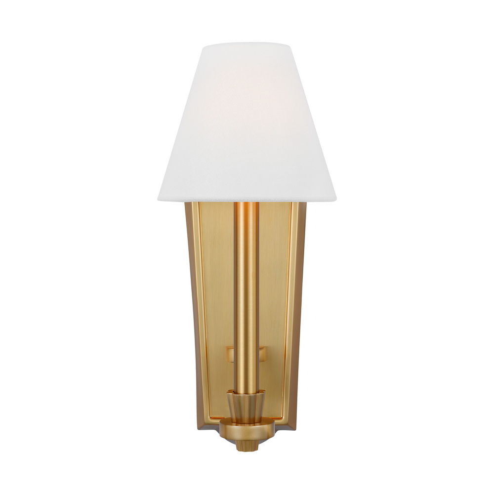 Paisley transitional dimmable indoor 1-light tail sconce fixture in a burnished brass finish with wh