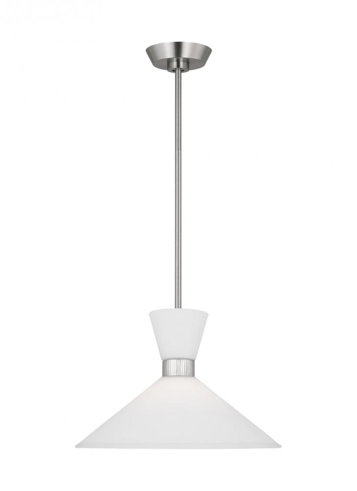 Belcarra Modern 1-Light Medium Single Pendant Ceiling Light in Brushed Steel Silver Finish