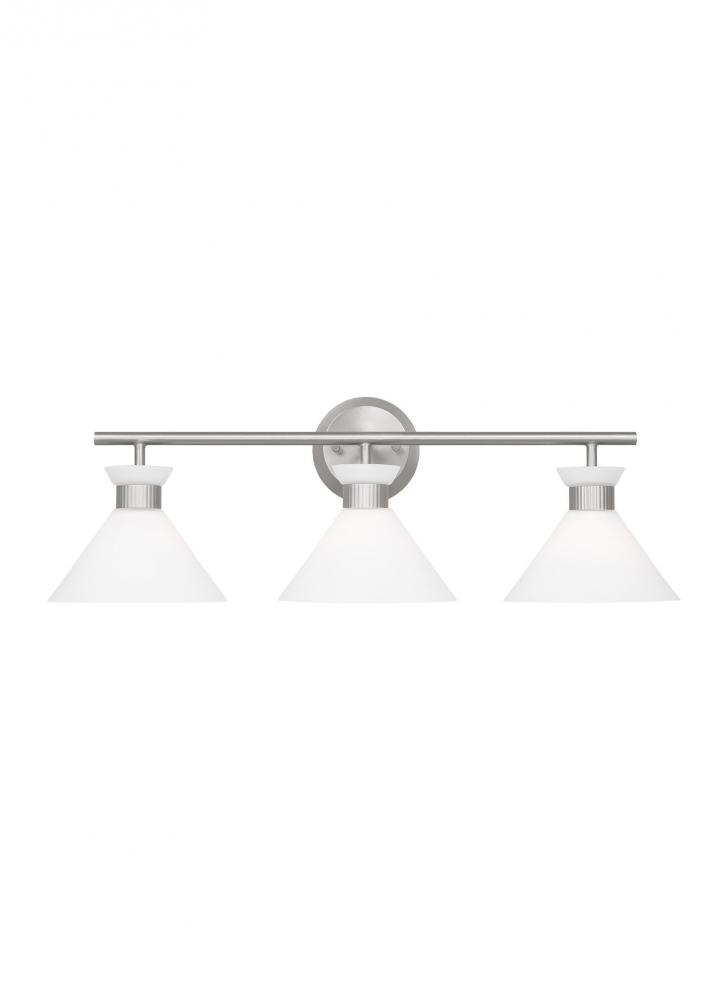 Belcarra Modern 3-Light Bath Vanity Wall Sconce in Brushed Steel Silver Finish