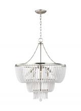 Visual Comfort & Co. Studio Collection 3180706-962 - Jackie traditional 6-light indoor dimmable ceiling chandelier pendant light in brushed nickel silver