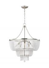 Visual Comfort & Co. Studio Collection 3180706EN-962 - Jackie traditional 6-light LED indoor dimmable ceiling chandelier pendant light in brushed nickel si