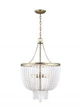 Visual Comfort & Co. Studio Collection 5180704-848 - Jackie traditional 4-light indoor dimmable ceiling chandelier pendant light in satin brass gold fini