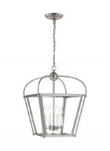 Visual Comfort & Co. Studio Collection 5191004-962 - Charleston transitional 4-light indoor dimmable small ceiling pendant hanging chandelier light in br