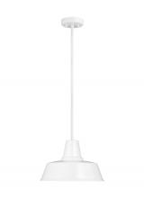 Visual Comfort & Co. Studio Collection 6237401-15 - Barn Light traditional 1-light outdoor exterior Dark Sky compliant hanging ceiling pendant in white