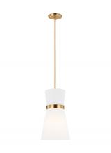 Visual Comfort & Co. Studio Collection 6590501EN3-848 - Clark modern 1-light LED indoor dimmable ceiling hanging single pendant light in satin brass gold fi