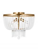 Visual Comfort & Co. Studio Collection 7780703-848 - Jackie traditional 3-light indoor dimmable ceiling semi-flush mount in satin brass gold finish with