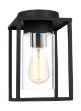Visual Comfort & Co. Studio Collection 7831101-12 - Vado modern 1-light outdoor ceiling flush mount in black finish with clear glass panels