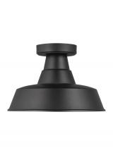 Visual Comfort & Co. Studio Collection 7837401EN3-12 - Barn Light traditional 1-light LED outdoor exterior Dark Sky compliant ceiling flush mount in black