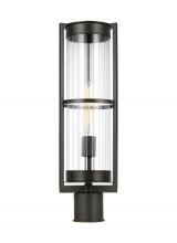 Visual Comfort & Co. Studio Collection 8226701-71 - Alcona transitional 1-light outdoor exterior post lantern in antique bronze finish with clear fluted