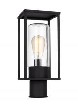 Visual Comfort & Co. Studio Collection 8231101-12 - Vado modern 1-light outdoor post lantern in black finish with clear glass panels