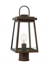 Visual Comfort & Co. Studio Collection 8248401-71 - Founders modern 1-light outdoor exterior post lantern in antique bronze finish with clear glass pane